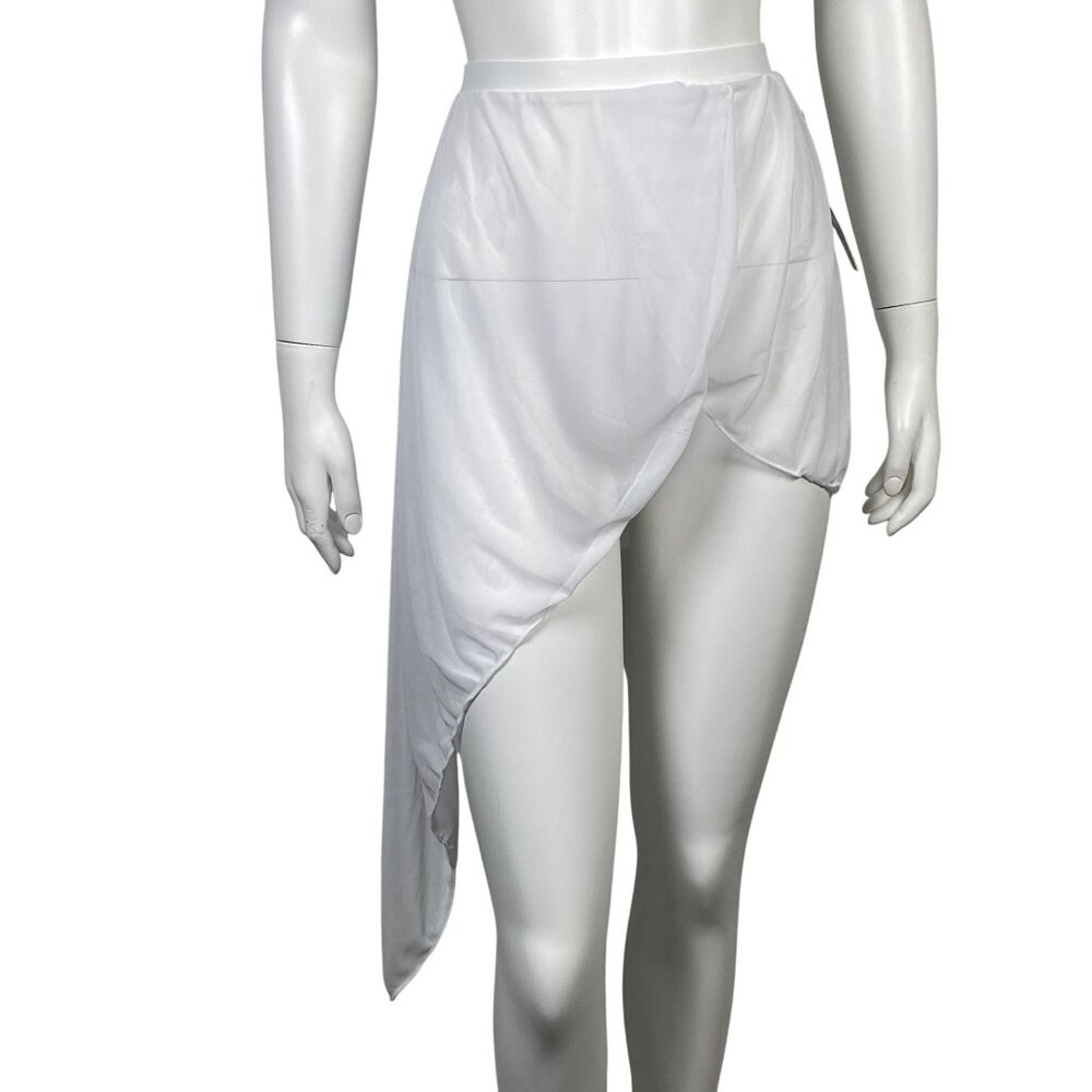 Body Wrappers Asymmetrical Drape Skirt Womens XS-S White Pull On #9106